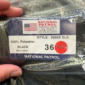 National Patrol Black Pants 36x32